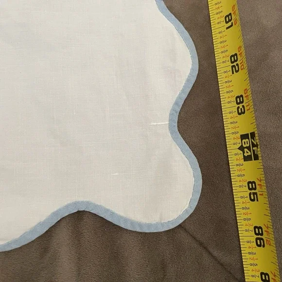 Vtg MCM Bird Applique Coverlet Sheet Full Double White Blue Cotton Scallop Hem - Picture 4 of 16